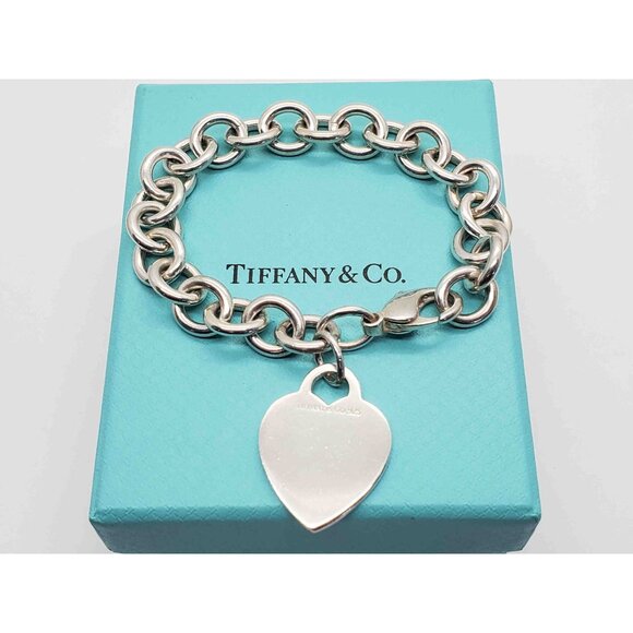 Vintage Tiffany & Co Heart Tag Bracelet Sterling Silver - Picture 1 of 6